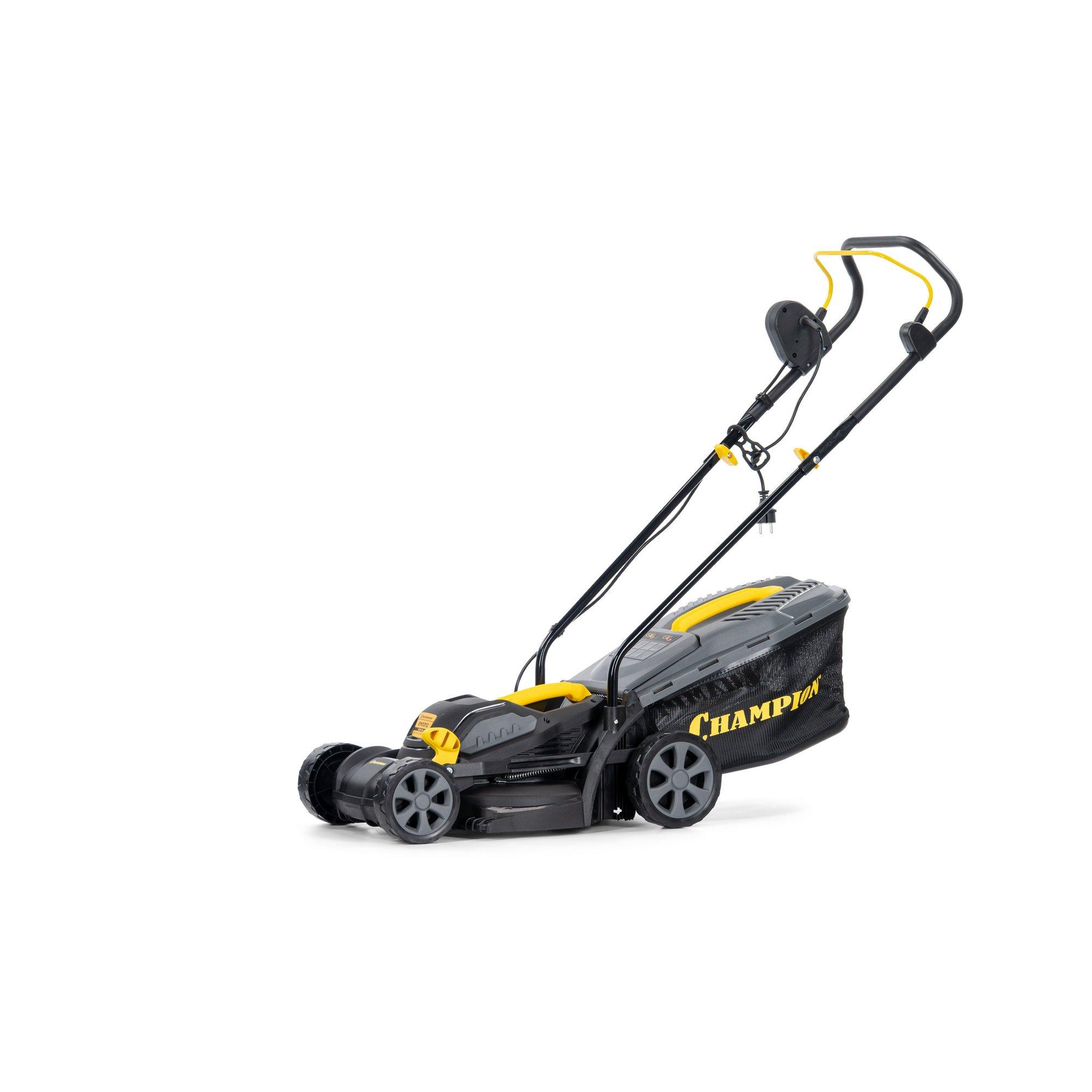 Газонокосилка эл. CHAMPION EM3312 (1,2 кВт пласт.+ткань травосб. 30 л ширина 330мм 25-65мм, 9,3 кг) — изображение 11