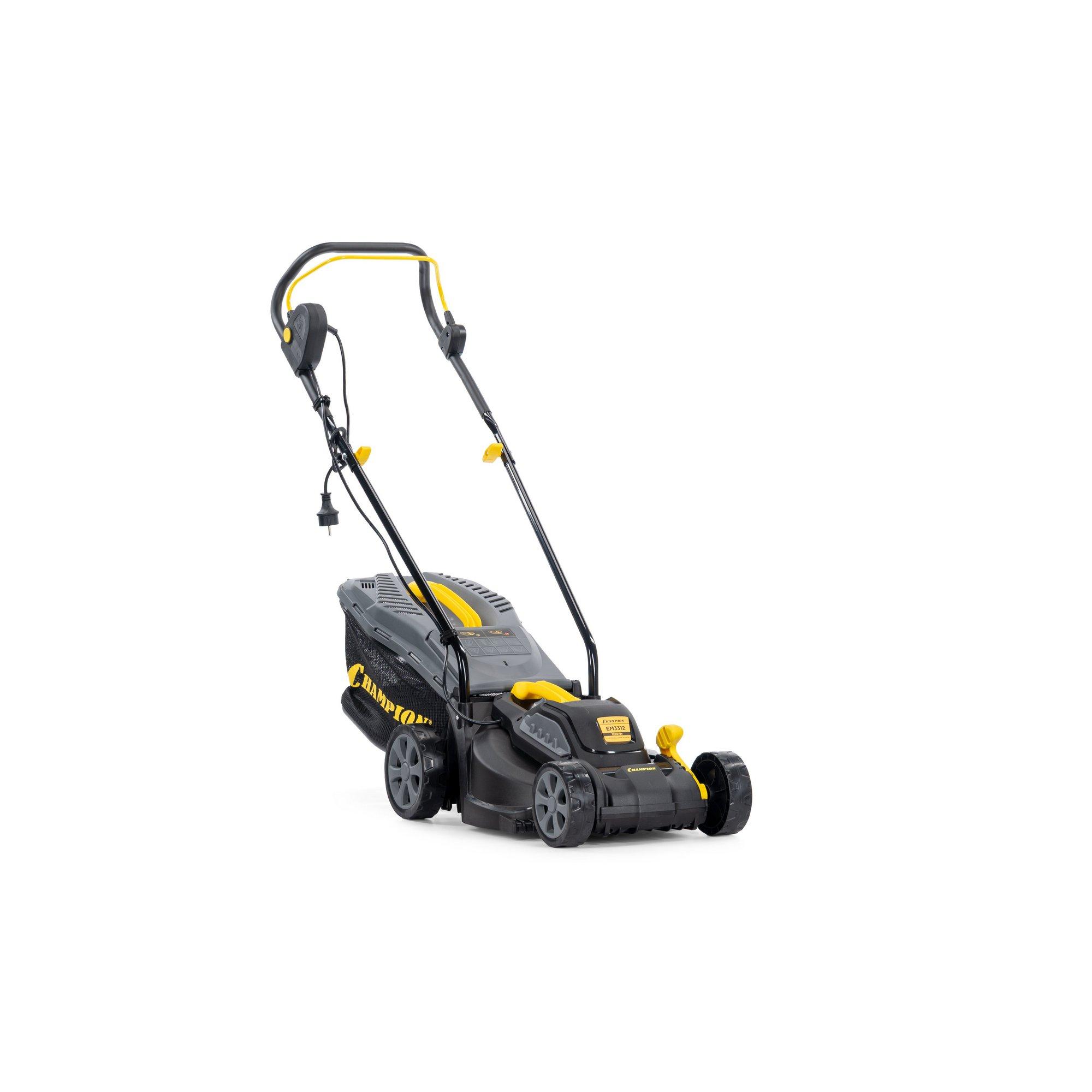 Газонокосилка эл. CHAMPION EM3312 (1,2 кВт пласт.+ткань травосб. 30 л ширина 330мм 25-65мм, 9,3 кг) — изображение 2