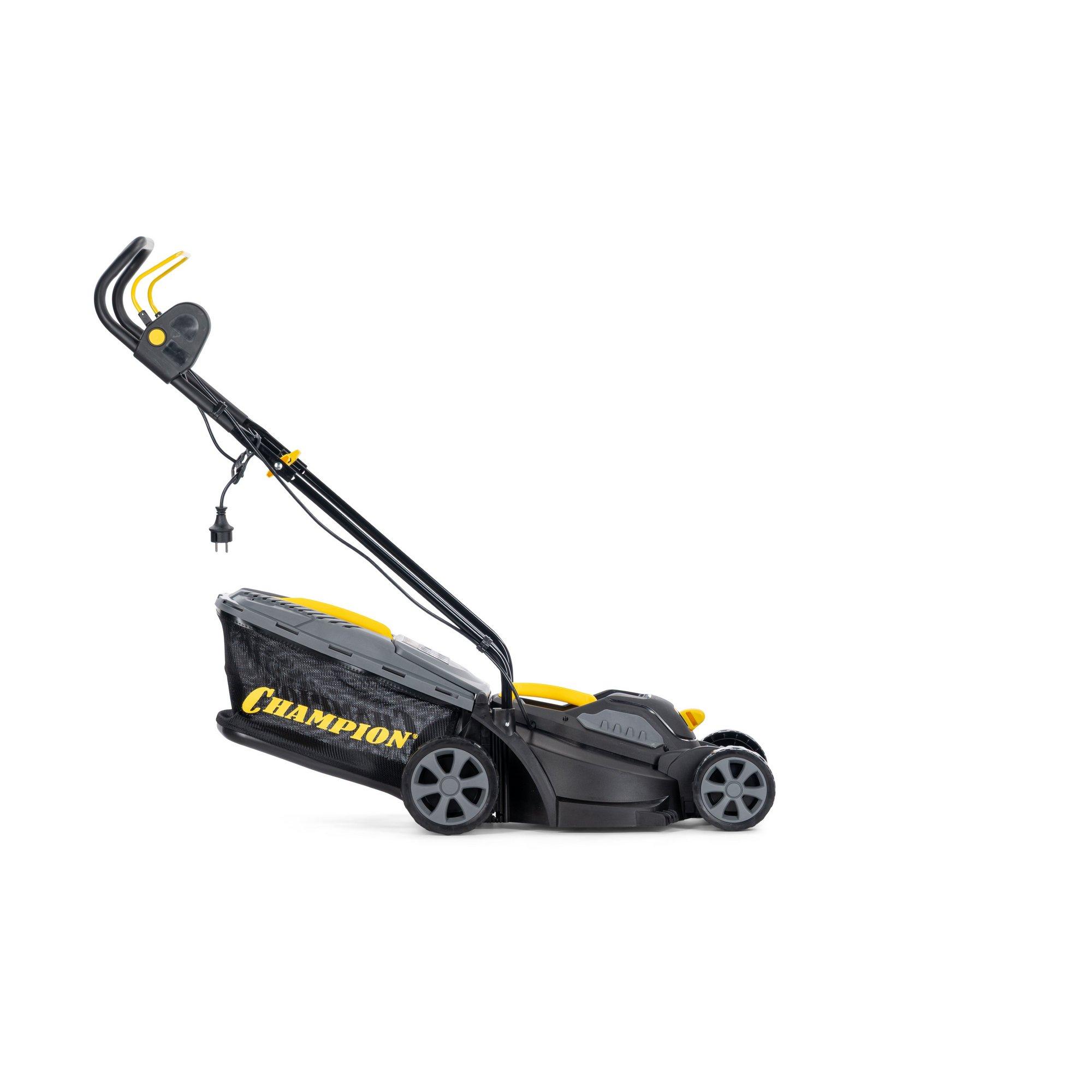 Газонокосилка эл. CHAMPION EM3312 (1,2 кВт пласт.+ткань травосб. 30 л ширина 330мм 25-65мм, 9,3 кг) — изображение 4