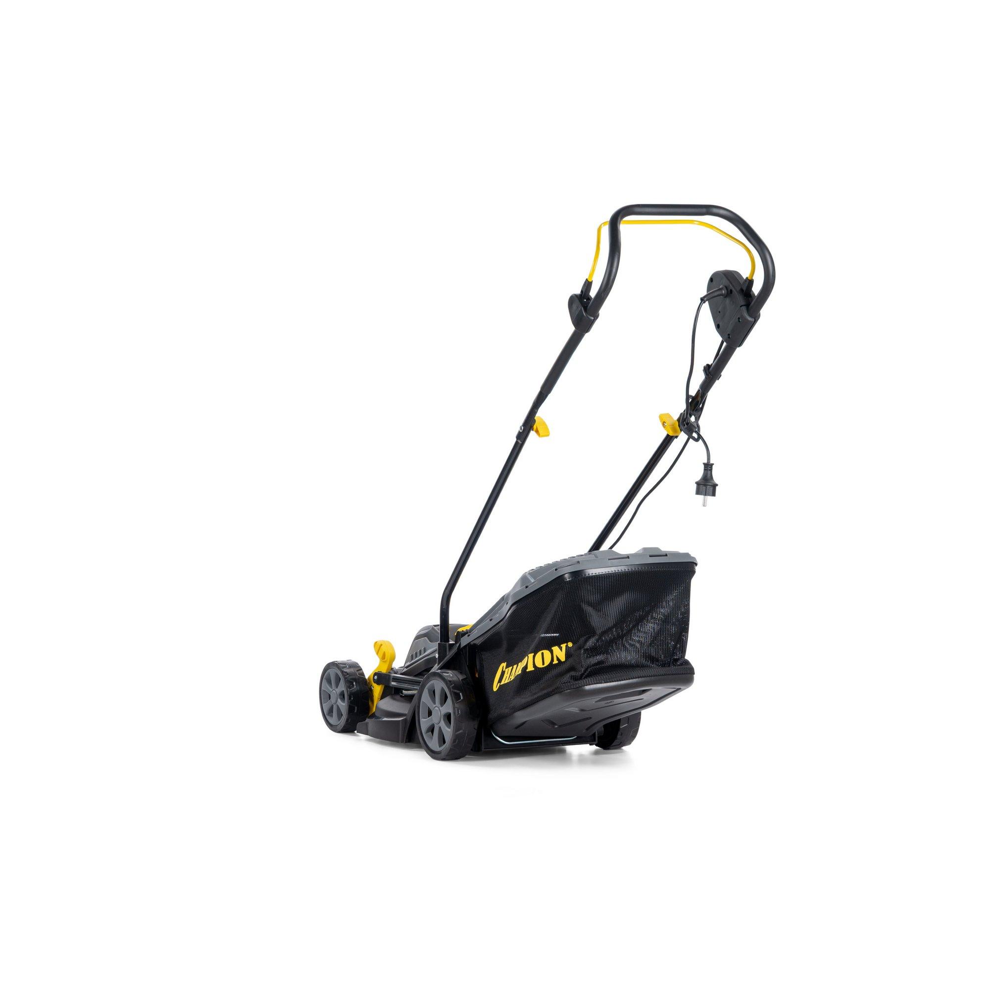 Газонокосилка эл. CHAMPION EM3312 (1,2 кВт пласт.+ткань травосб. 30 л ширина 330мм 25-65мм, 9,3 кг) — изображение 8