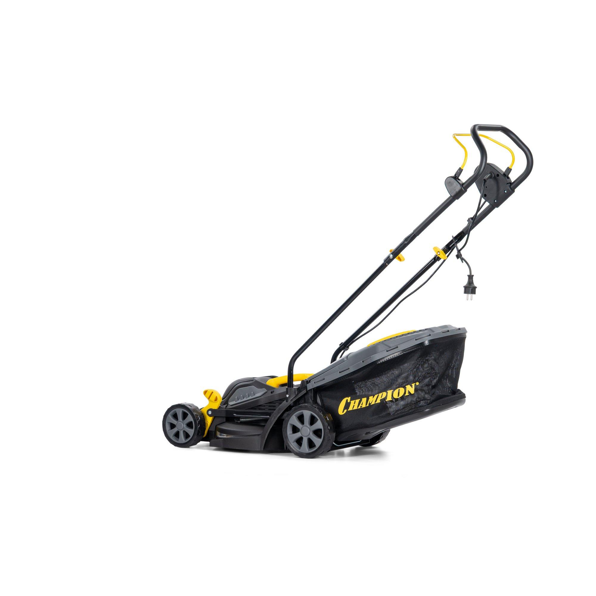 Газонокосилка эл. CHAMPION EM3312 (1,2 кВт пласт.+ткань травосб. 30 л ширина 330мм 25-65мм, 9,3 кг) — изображение 9